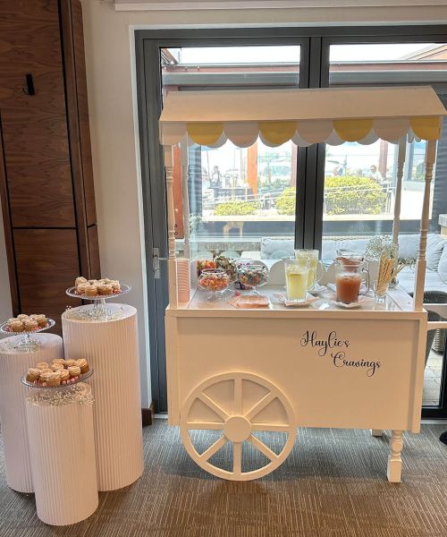 TImeless Party Rentals Haylie's Cravings food and refreshments cart at event