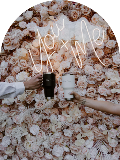 You & Me Flower Wall Vancouver Island Wedding Photo