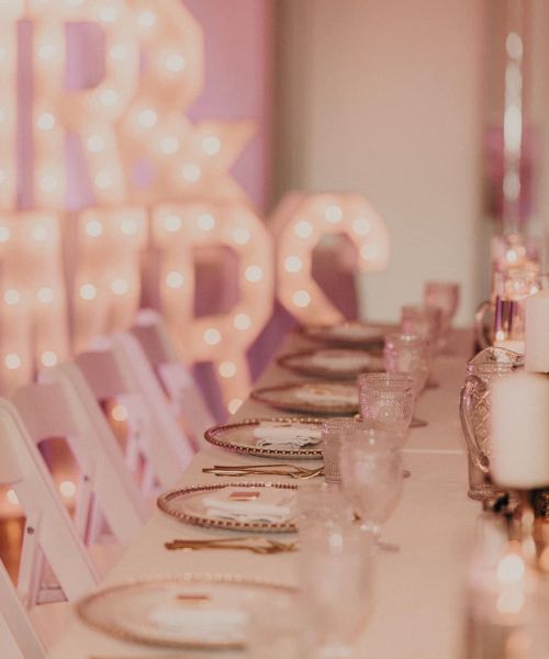 Timeless Party Rentals wedding photo with 'Mr & Mrs Marquee Letters'